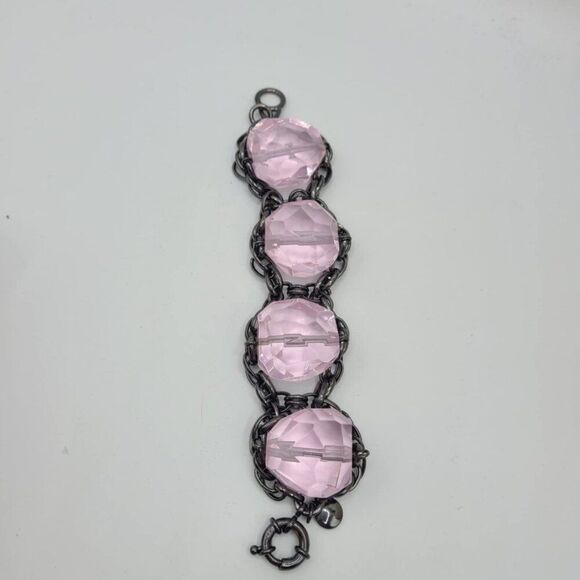 J Crew Oversize Pink/Purple Glass Chunky Bracelet - Picture 12 of 12
